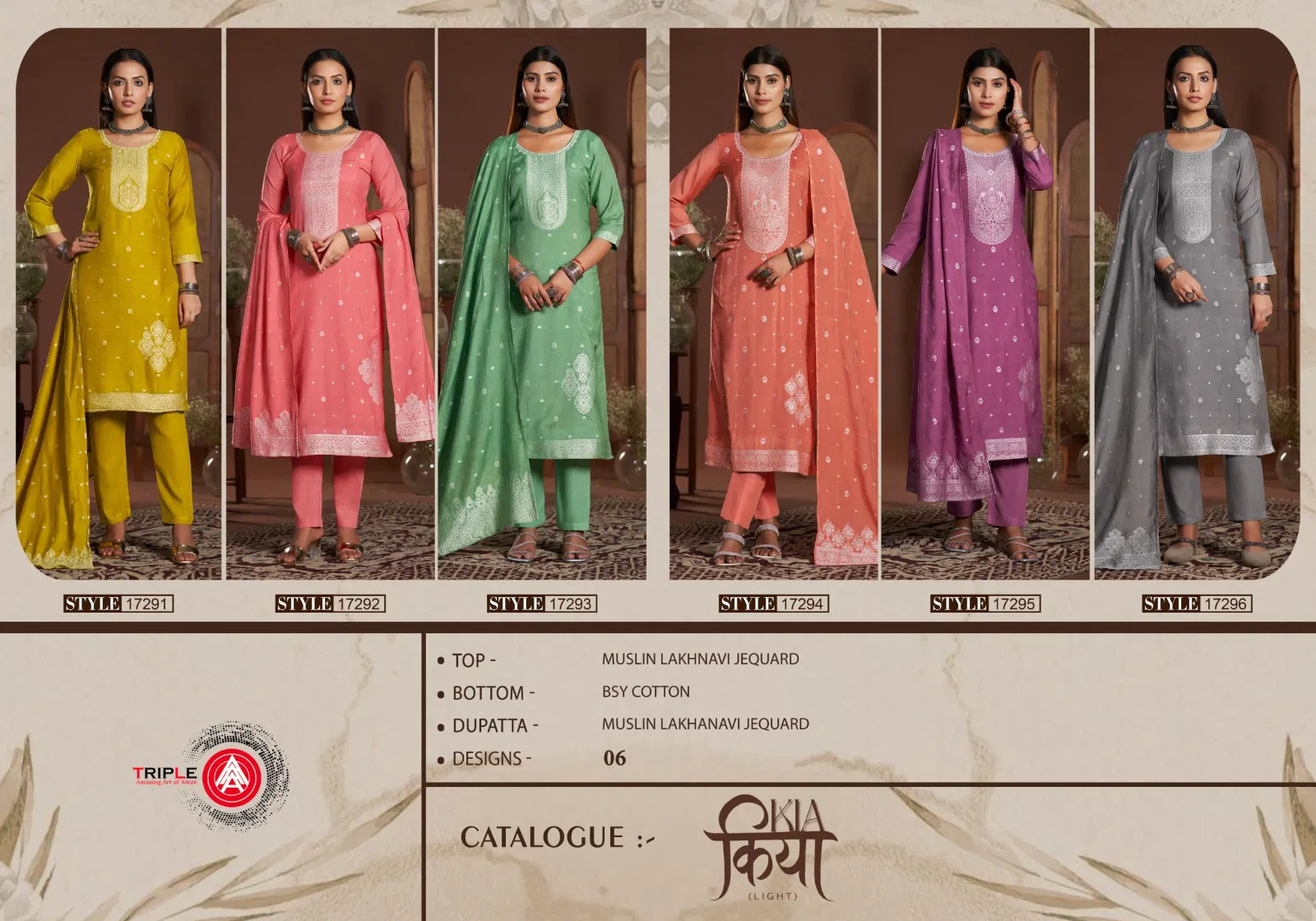 Kia Light By Triple Aaa Muslin Designer Salwar Kameez Suppliers In India